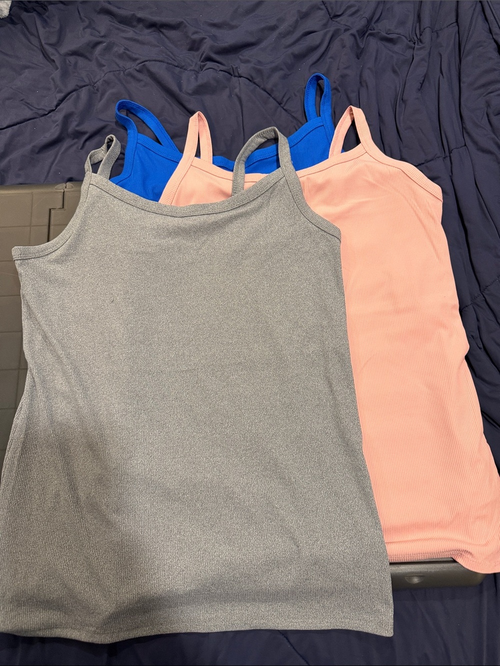 No Boundaries Ribbed Camisole Tank - Pink, Blue, Gray